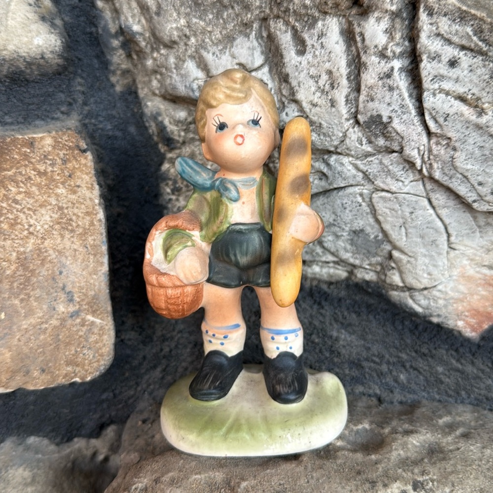 Napcoware Boy Holding Bread Vintage Figurine